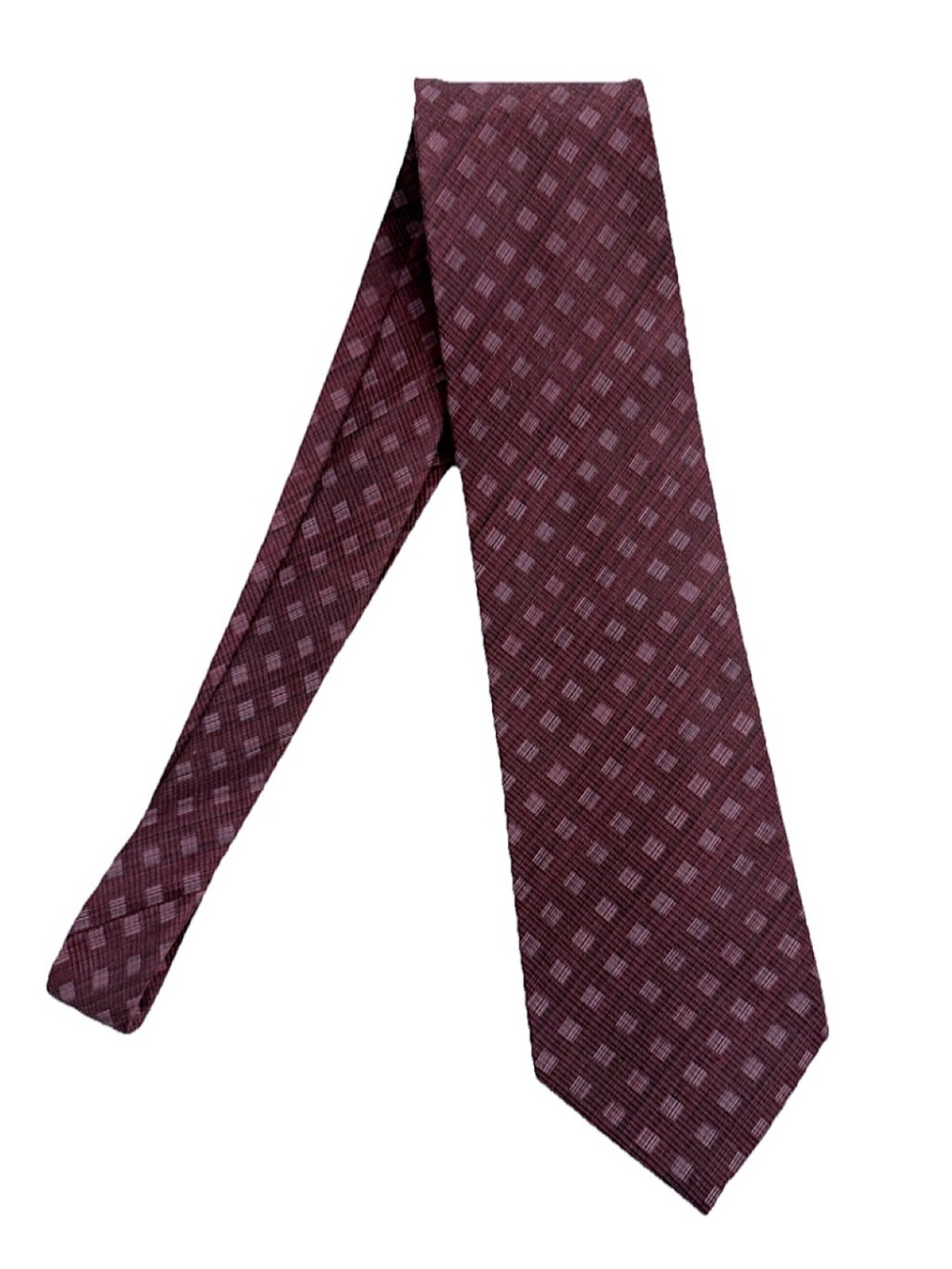 Calvin Klein CK Burgundy Geometric Silk Classic Tie Made in Korea